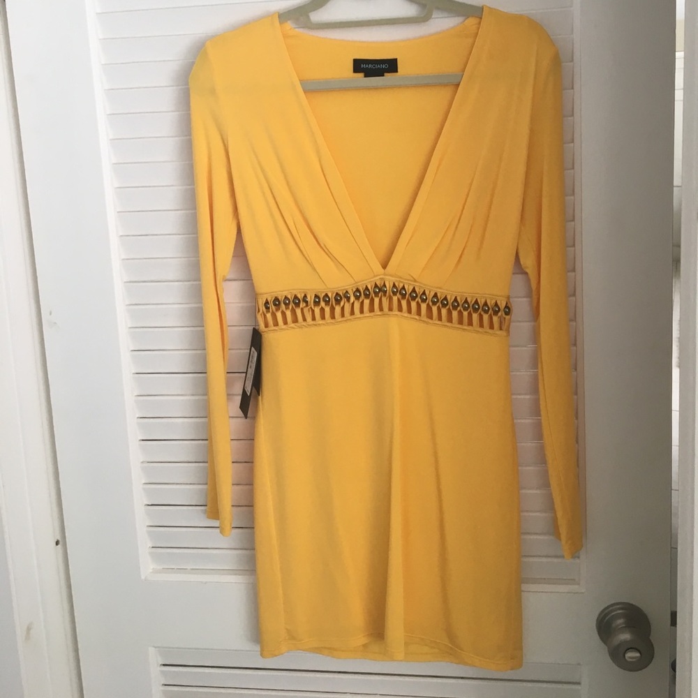 Yellow Marciano mini dress- new with tags